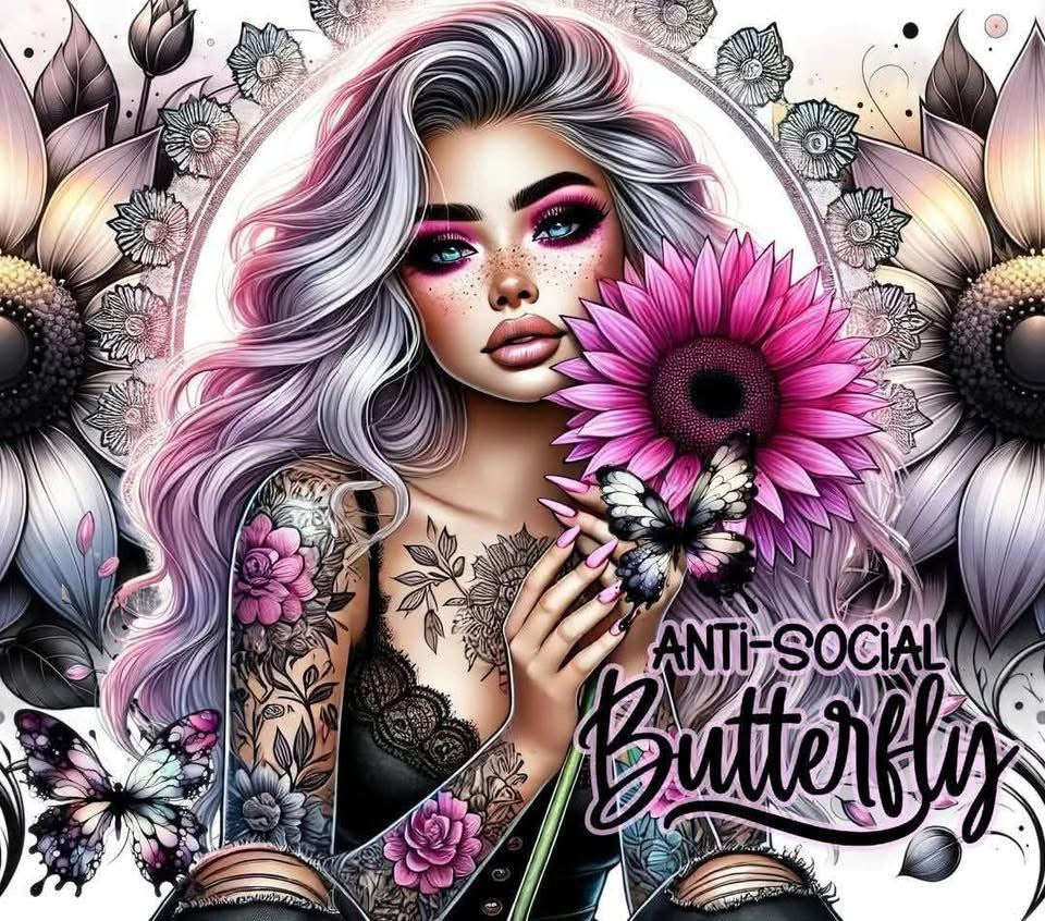 20oz Tumbler- Anti-Social Butterfly