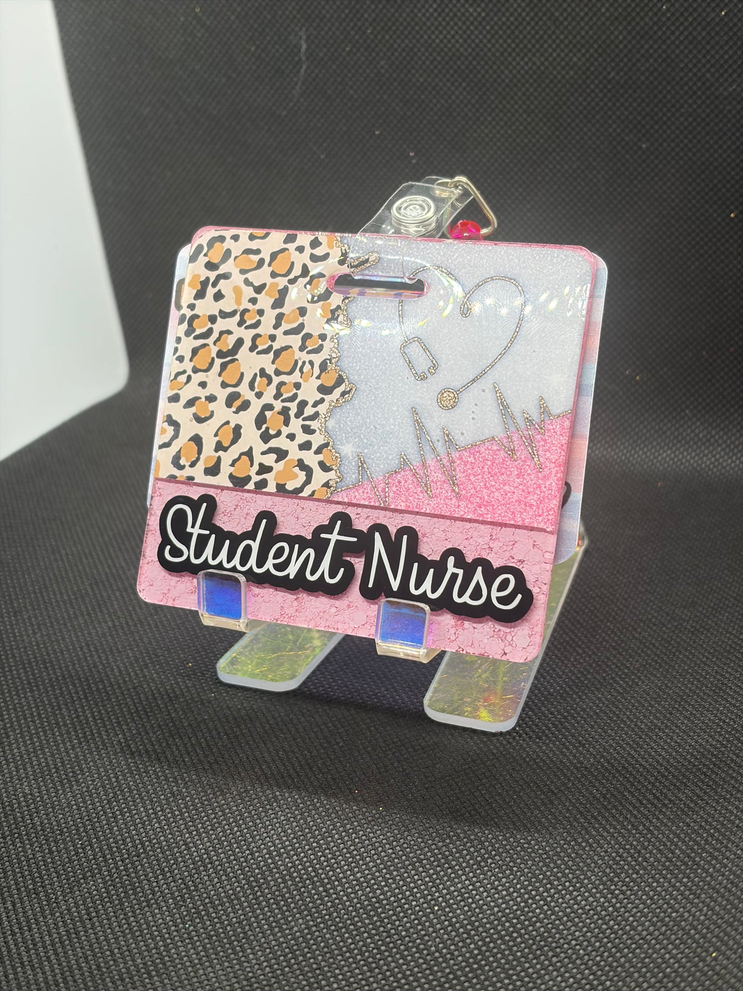 Cheetah Stethoscope Badge Buddy