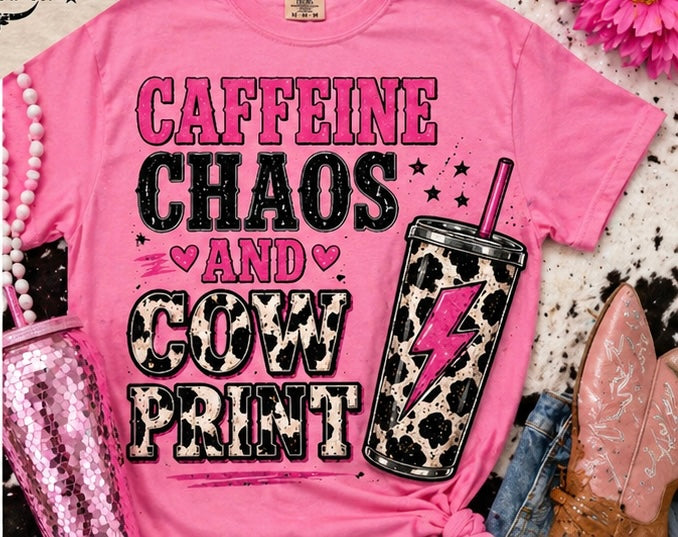Caffeine & Cow Print Tee