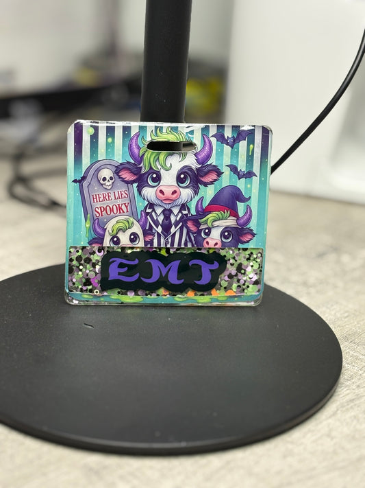 Beetlejuice Highland Cow Badge Buddy
