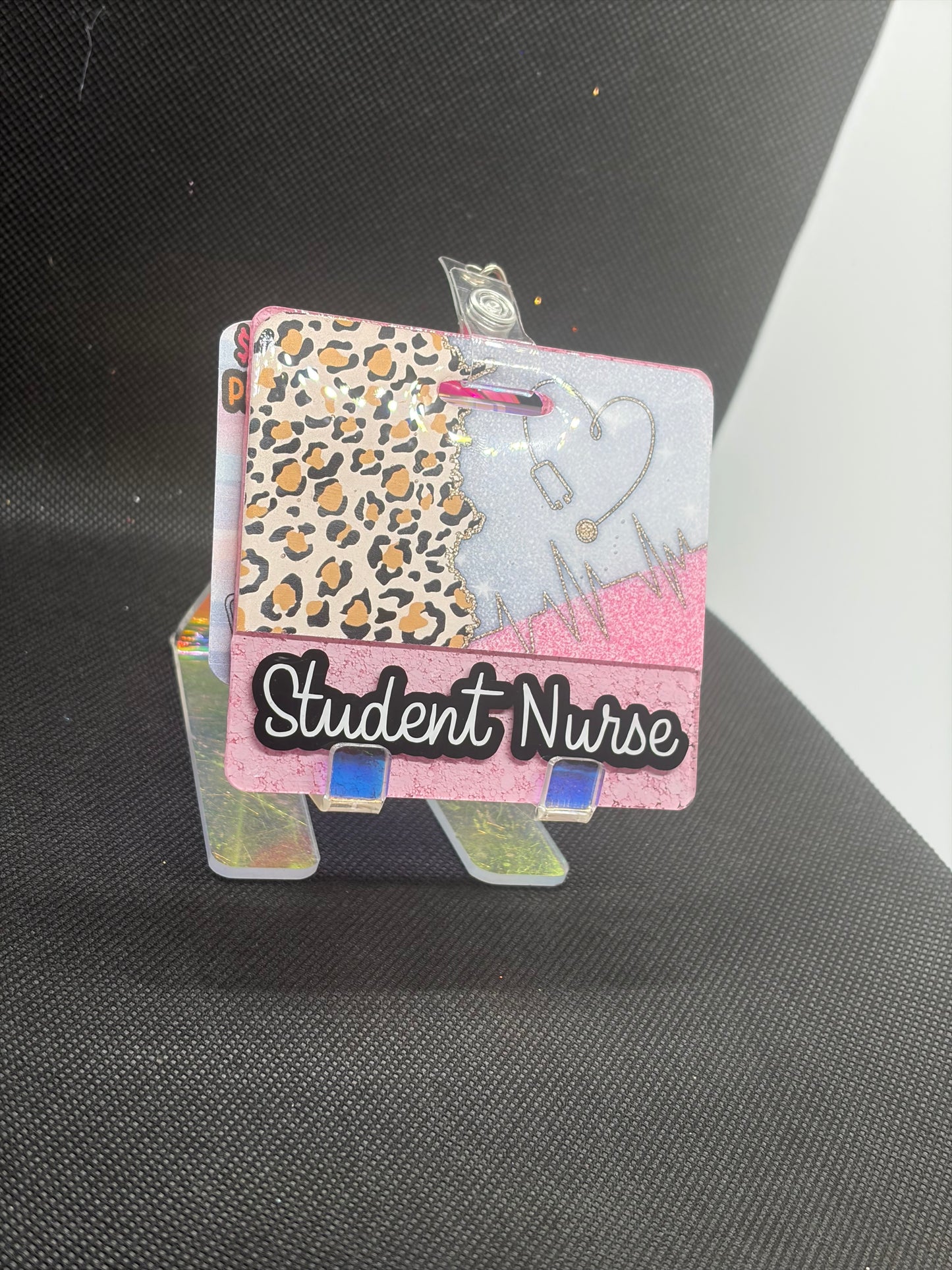 Cheetah Stethoscope Badge Buddy