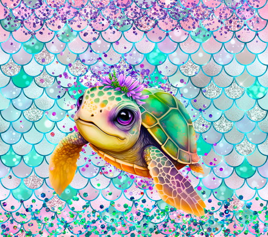 20 oz Skinny Tumbler - Mermaid Sea Turtle